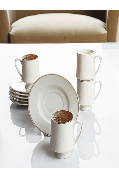 Kosova Luxury Porcelain White Gilded Coffee Cup Set Coffee Cup