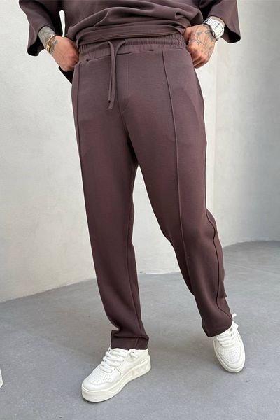 MADZEYMODA Ανδρικό παντελόνι Jogger από ύφασμα Oyaho Coffee Baggy Fit KE-7012
