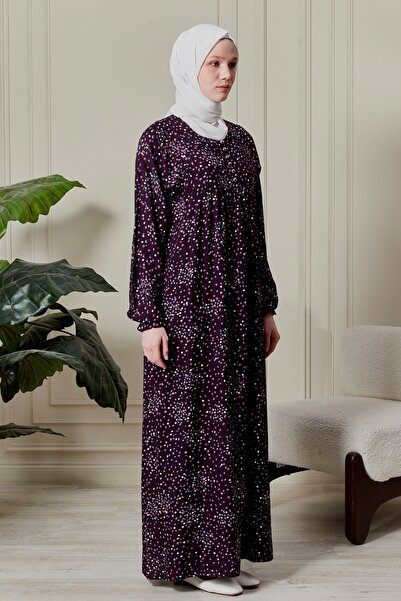 fistan Büzgü Robadan Önü Düğmeli Viskon Kumaş Tessetür Giyim Anne Elbisesi Namaz Elbisesi