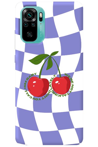WANNA PROTECT Xiaomi Redmi Note 10 Lilac Velvet Checkerboard Cherry Patterned...
