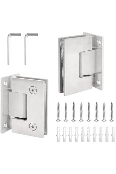 Generic KEJJNYER 2 Pack Frameless Glass Shower Door Hinges, 90 Degree Glass to Wall Shower Door Hinges, 304