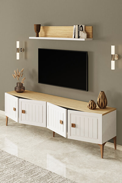 Happylife Furniture Design %100 Mdf Tv Ünitesi 180 Cm Aytaşı Meşe Tv Sehpası