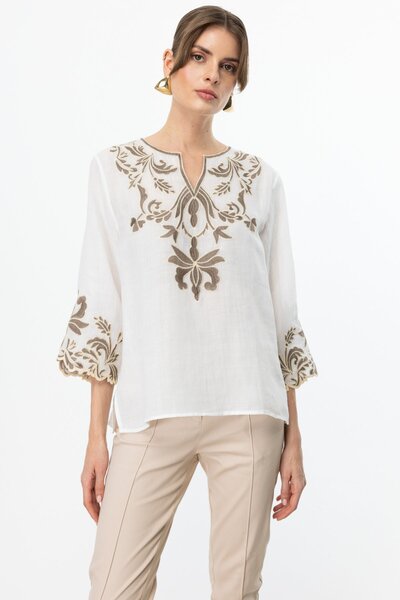 Ekol Блуза з вишитим коміром