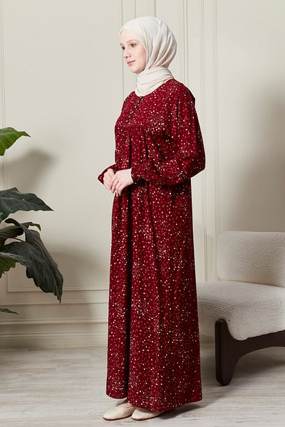 fistan Shirred Robadan Buttoned Front Viscose Fabric Tesseture Clothing Mother Dress Prayer Dress