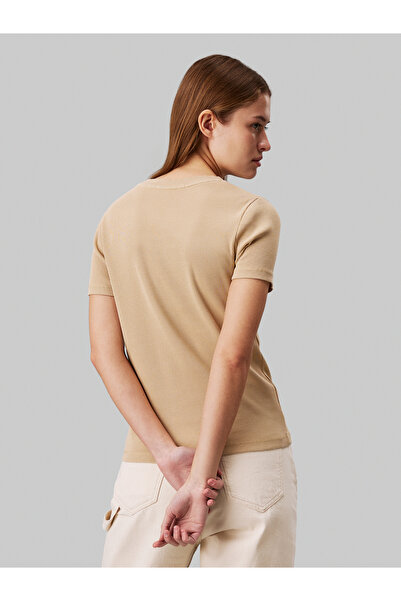 Calvin Klein Women Khaki Short Sleeve T-Shirt