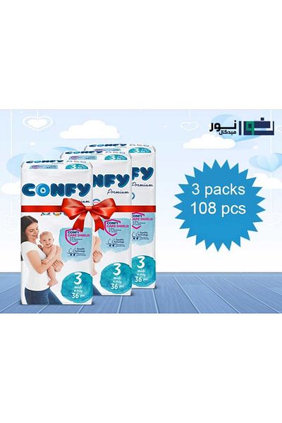 Confy Premium Baby Diapers Size 3, 108 pcs, 4–9 kg