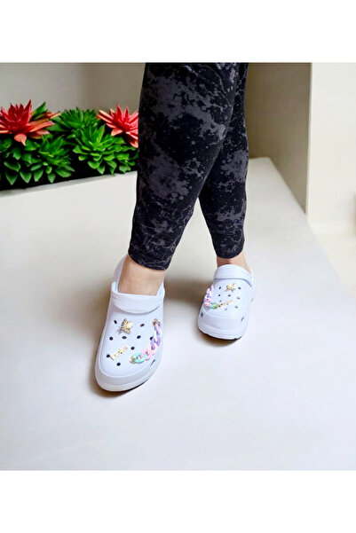 AkınalBella Women's High Heeled Colorful Chain Detailed Stone Slippers for Hospital, Doctor, Nurse