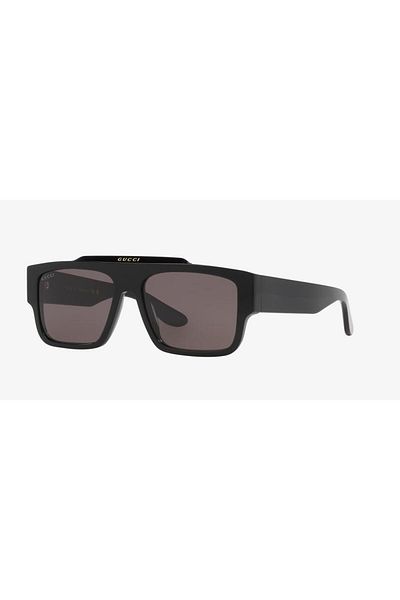 Gucci Gg 1460s 001 56 للجنسين Dikdörtgen Siyah Kemik Güneş Gözlüğü