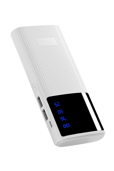 MACON 20000mAh Power Bank – Strong Capacity, with LED Light, Fast Charging Portable Battery – White