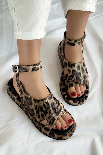 Shoebutik Sandale de damă Sonia cu model galben și negru