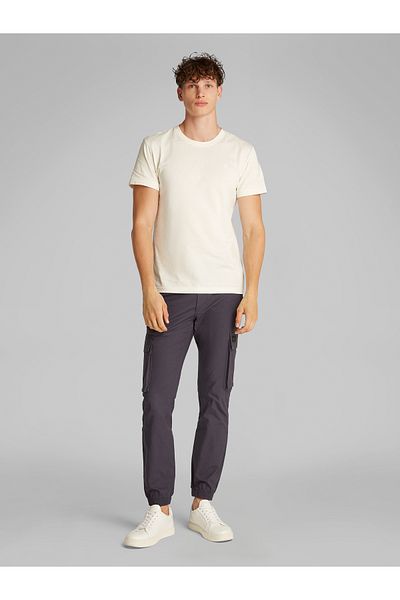 Calvin Klein Men White Textured Monologo T-Shirt