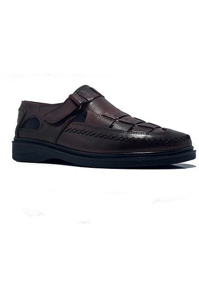 KYATTO Brown Strapped Genuine Leather Casual Men's Summer Shoes