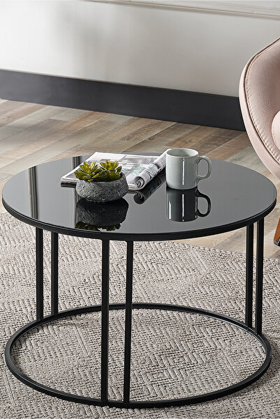 SEDAŞ LIVING UNITS Salon Orta SİYAH AYNALI Temperli (Kırılmaz) Cam (SİYAH) Metal Ayak Orta Sehpa