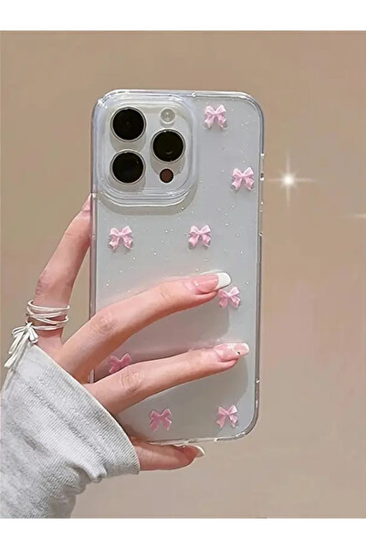 KVK PRİVACY Apple iPhone 16 Pro Compatible Case Pink Bow Shockproof Soft Silicone Cover