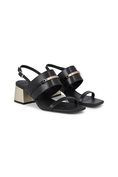 Calvin Klein Women Black Squared Block 4 Heel Sandals