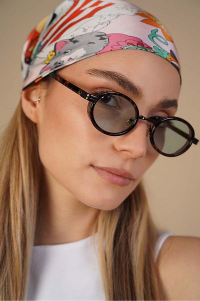 Stil Noktası Oval Leopard Frame Sunglasses