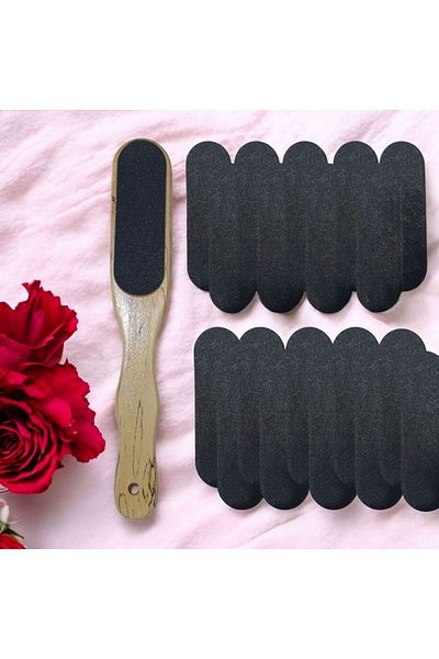 Vehomix Wooden Heel and Pedicure Spatula with 20 Replacement Files