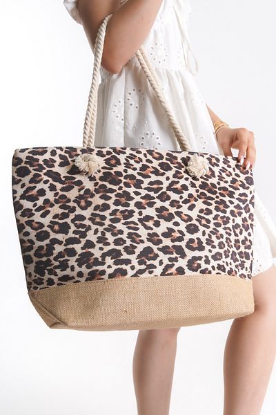 Solo Bag Γυναικεία τσάντα παραλίας με φερμουάρ Ψάθινο μαλακό κορδόνι με μοτίβο καθημερινή τσάντα για πικνίκ
