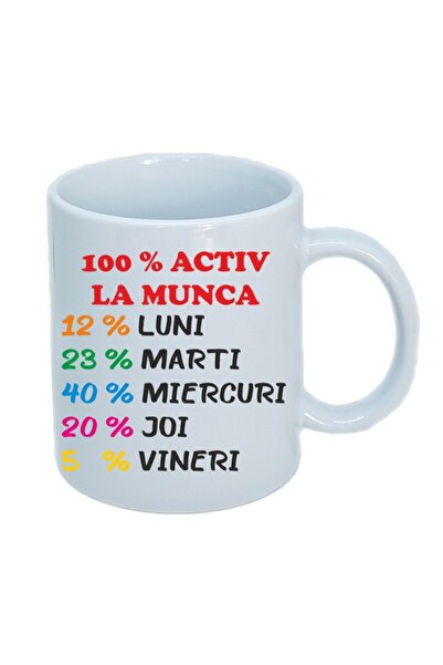 OEM Cana albă personalizată „100% Activ la locul de muncă”, INOVATIX®. 330 ml