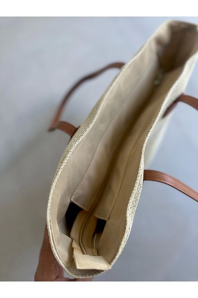 moneta boutique Γυναικεία ψάθινη τσάντα παραλίας ώμου
