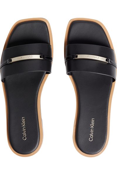 Calvin Klein Women Black Squared Flat Sandals