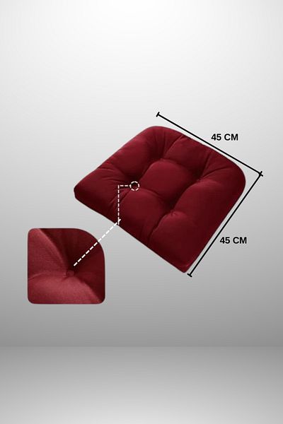 MoMMe Chair Cushion 45X45 cm Bordo Oval Cornered Set of 4