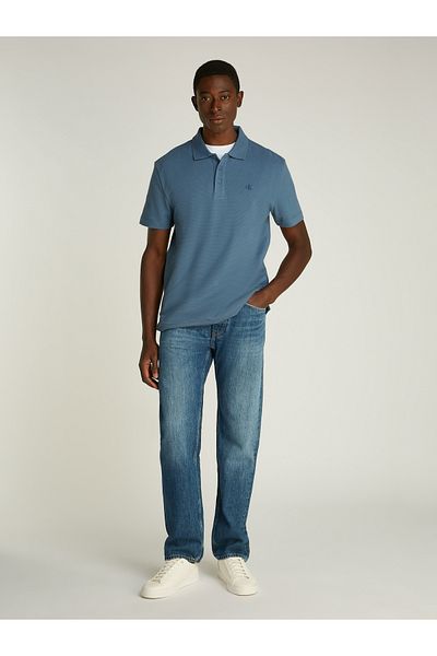 Calvin Klein Mens Black Textured Short Sleeve Polo T-Shirt