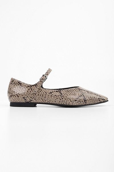 Shoeberry Damskie baleriny Jerry Mink Snake Pattern Skin
