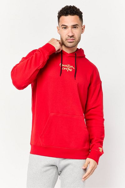 adidas Men Sportswear Fit Long Sleeve Manchester United Football Sweatshirts, Red