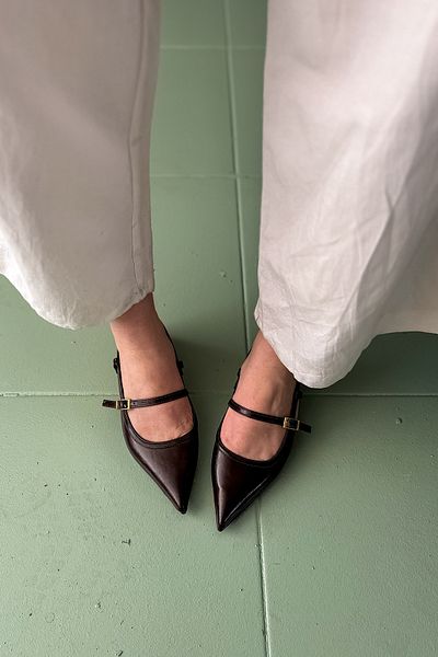 SHOEBELLAS Γυναικείες μπαλαρίνες Plen Bitter Brown Skin Piping Λεπτομερείς γυναικείες μπαλαρίνες