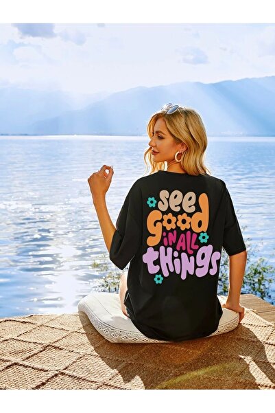 Jose Clothing Tricou imprimat cu mânecă scurtă cu croială supradimensionată