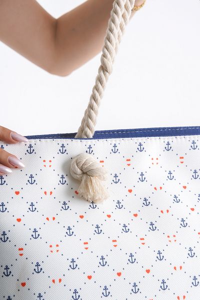 Solo Bag Дамска плажна чанта с цип, сламена, мека въжена шарка, ежедневна чанта за пикник