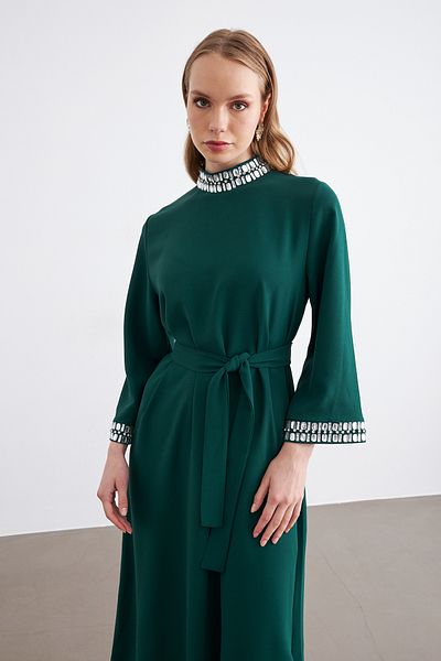 VAVİNOR Beryl Stone Dress - Emerald