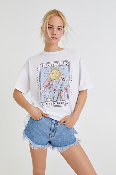 Jose Clothing Tricou imprimat cu mânecă scurtă cu croială supradimensionată