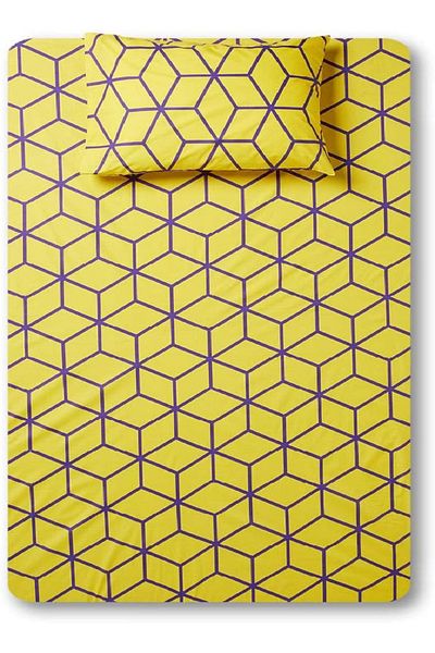 RISHAHOME 180 TC Cotton Bedsheet Set – Single Size, Marigold Yellow, 2 Pc (1 Sheet + 1 Pillowcase)