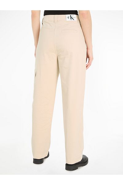 Calvin Klein Women Beige High Rise Corduroy Woven Pants