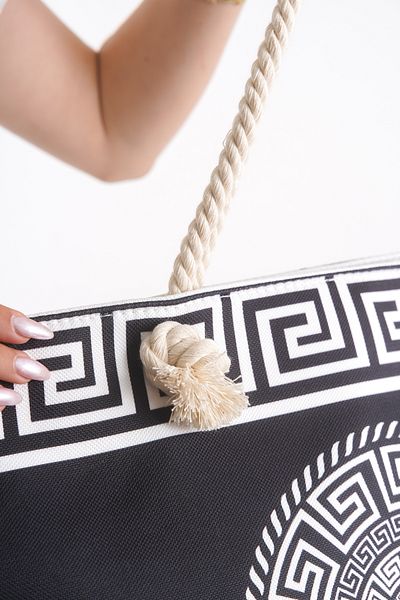 Solo Bag Дамска плажна чанта с цип, сламена, мека въжена шарка, ежедневна чанта за пикник