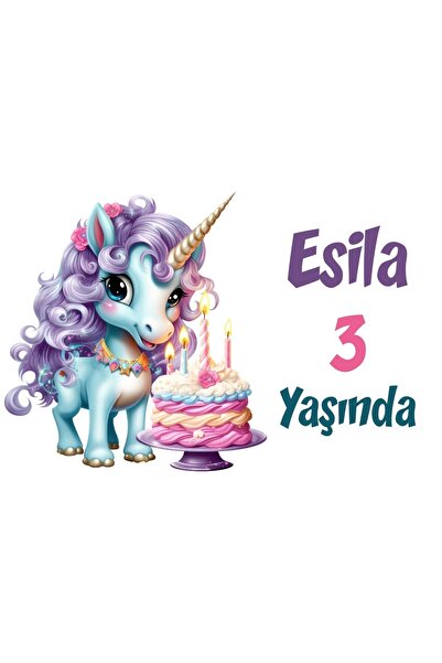 Reysa Tasarım لافتة عيد ميلاد تحت عنوان يونيكورن منفاخ الشموع مقاس 50x70 سم
