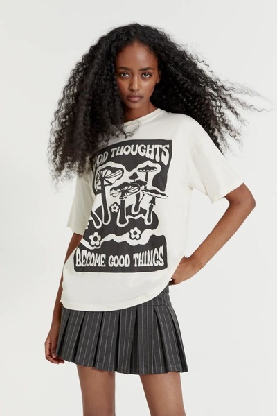 Jose Clothing Tricou imprimat cu mânecă scurtă cu croială supradimensionată