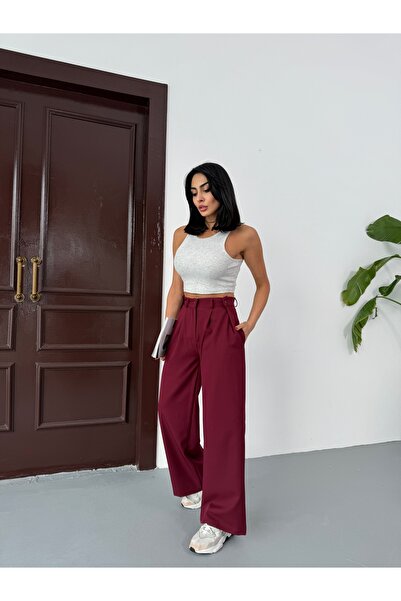 Famel Butik Düğme Detaylı Palazzo Pantolon