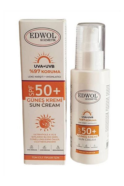 EDWOL Set of 2 Spf50 High Protection Anti-Blemish and Brightening Moisturizing Sun Cream