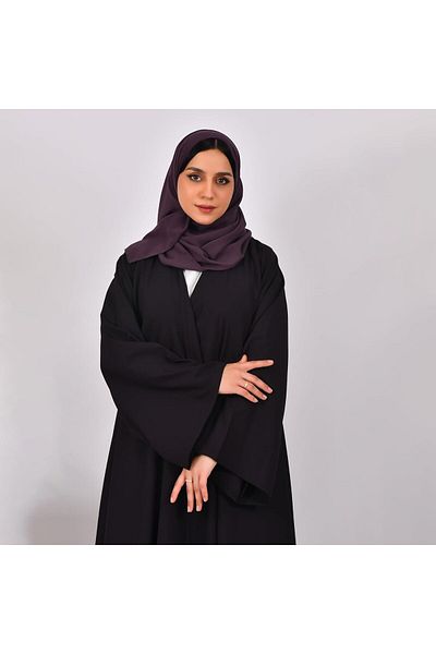 HAWRAA Dark Purple Cloche Abaya with Wide Sleeves