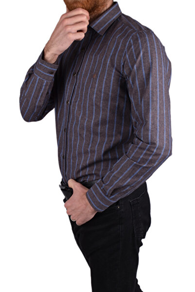 Brango BRG-12917 SLİMFİT ÇİZGİLİ GÖMLEK