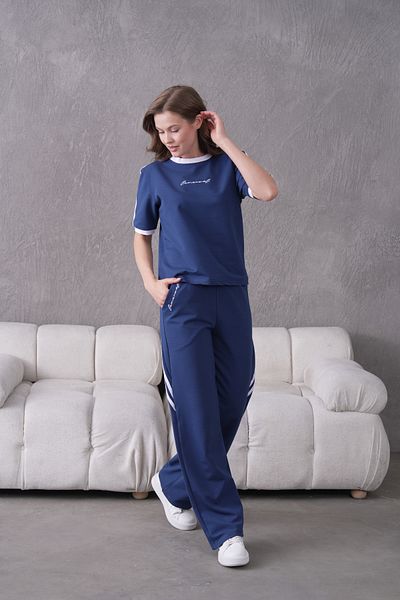 Lamanuel Crew Neck Striped Lamanuel Embroidered Short Sleeve Tracksuit Set