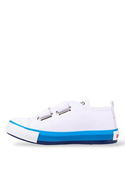 Liger Unisex Kids Linen Short Convers Model Velcro Sneaker Sports Shoes (26-30) White - Blue