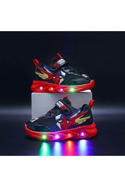 Superbaby Adidasi negri cu rosu cu luminite - Robot