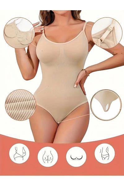 MİSTİRİK Model Mimola Body Gathered Bottom Body Tricotat String Corset Culoare piele055