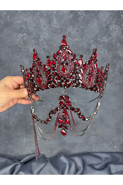 Hayalperest boncuk High Frontlet Hair Accessory with Dangle Balca Bridal Henna Crown