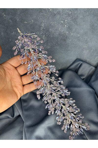 Hayalperest boncuk Hera Crystal Bead Decorated Elegant Bridal Henna Crown