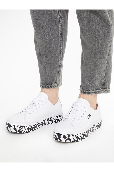 Tommy Hilfiger Women White Cupsole Low Top Sneakers